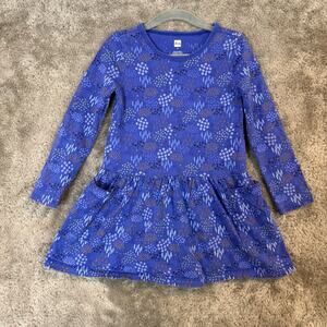Tea Collection Blue Floral Dress Pockets Long Sleeve Girls 4 4T
